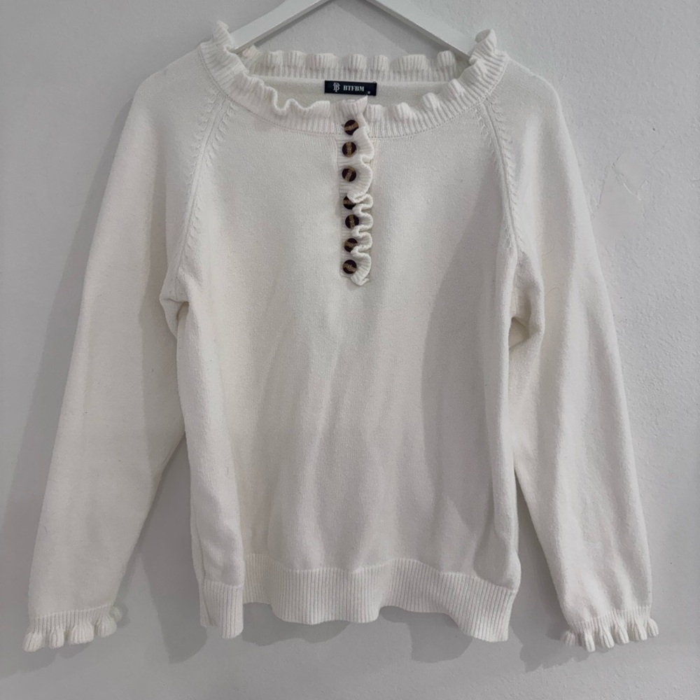 Winter White Sweater with Button Details